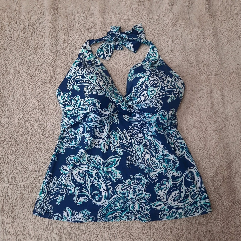 Ralph Lauren Swimsuit Tankini Top Sz 12 Blue Halter Top Only